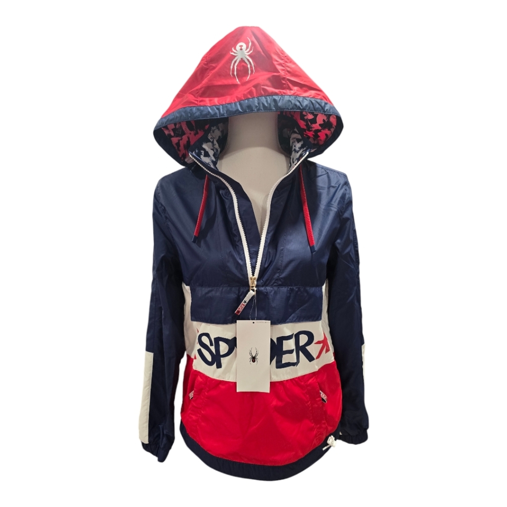 Spyder Red and Navy Hooded Windbreaker,  small